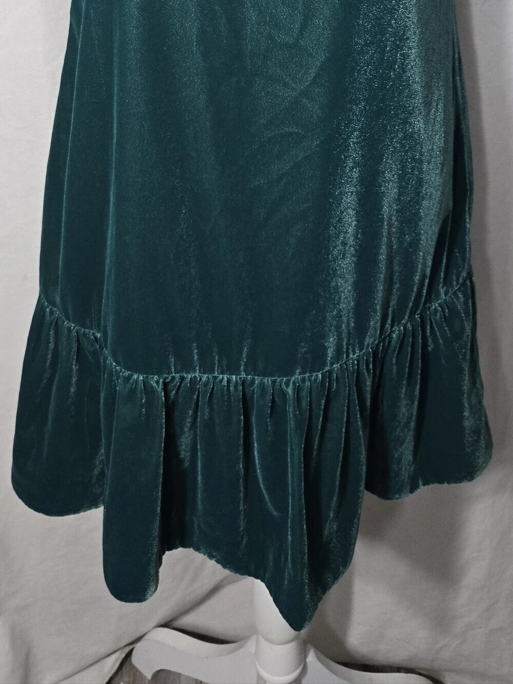 J Crew Velvet Ruffle Hem Shift Dress Green Sz 6